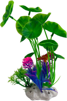 Nitishree Aquarium Plant for Fish Tank | Lotus Leaf |Tank Decoration Plant Green Aquarium Plant Anchor(1 Plant Anchors)