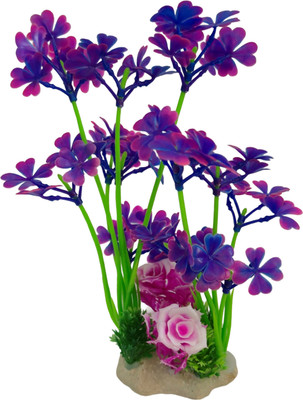 Nitishree Artificial Aquarium Plant Decoration for Fish Tank | Purple & Pink Plastic Plant Aquarium Plant Anchor(1 Plant Anchors)