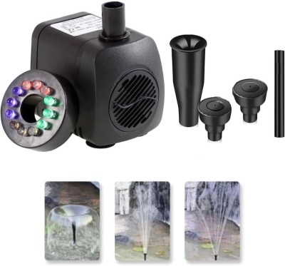 FLOJOY 10w 12LED Fountain Water Pump Kit 400Lph 3 Fountain Shapes (size-S) Water Aquarium Pump(190 cm)