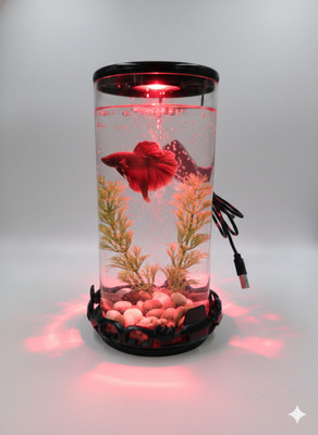 Petscope BETTA FISH TANK - DeskTop Aquarium(Multi Color LED USB Light) Rectangle Aquarium Tank(1 L)