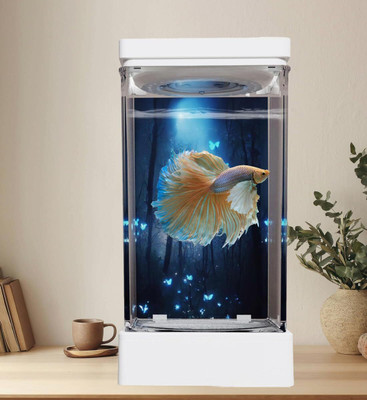 Scroll Store 1L Acrylic Betta Fish Tank | Mini Aquarium Tank with Multicolor LED Light Rectangle Aquarium Tank(1 L)