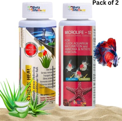 VAYINATO Pack of 2*50ML Fish Tank Basic Water Conditioner | Microlife S2 & Stress Heal Aquarium Tool