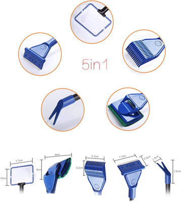 Emily Pets 5-in-1 Aquarium Cleaning Kit Tools Set Fish Net+Rake+Scraper+Fork+Sponge Aquarium Tool