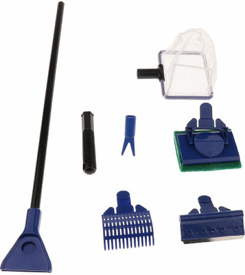 BOLT Aquarium 5-in- 1 Cleaning Kit Fish Net Gravel Rake Algae Scraper Plant Fork Aquarium Tool