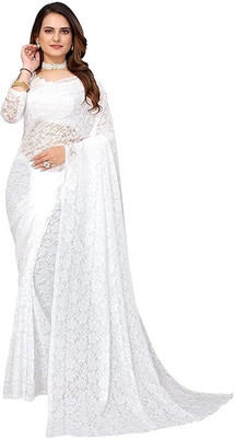 MDD Embroidered Bollywood Net Saree(Multicolor)