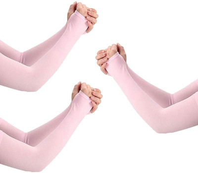 HOSVIN Cotton Arm Sleeve For Men & Women(Free, Pink)
