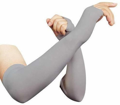 JusAwesm Nylon Arm Sleeve For Men & Women(Free, Grey)