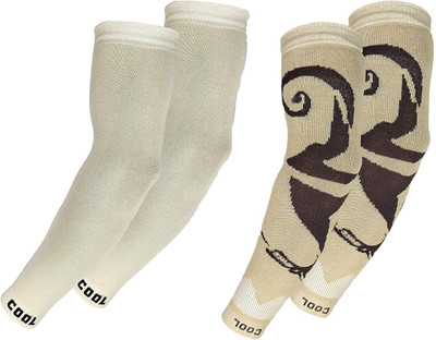 Cozyway Cotton Arm Sleeve For Men With Tattoo(Free, Beige, Beige)