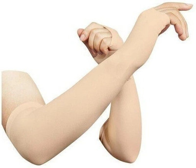 JusAwesm Nylon Arm Sleeve For Men & Women(M, Beige)