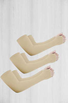 TrueArch Cotton Arm Sleeve For Men & Women(Free, Beige)