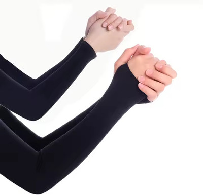 LR Fashion Cotton Arm Sleeve For Men & Women(Free, Black)