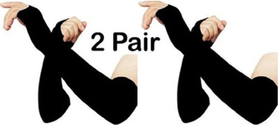 let's silim Cotton Arm Sleeve For Men & Women(Free, Black)