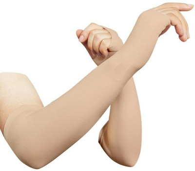 Kalaneet Nylon, Cotton Arm Sleeve For Men & Women(Free, Beige)