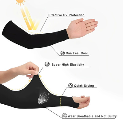JusAwesm Cotton, Nylon Arm Sleeve For Men & Women(Free, Black)