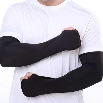 AUTOSITE Cotton, Nylon Arm Sleeve For Men & Women(Free, Black)