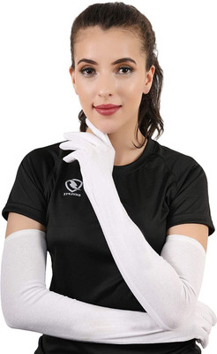 EXITANCE Cotton Arm Sleeve For Men & Women(Free, White)