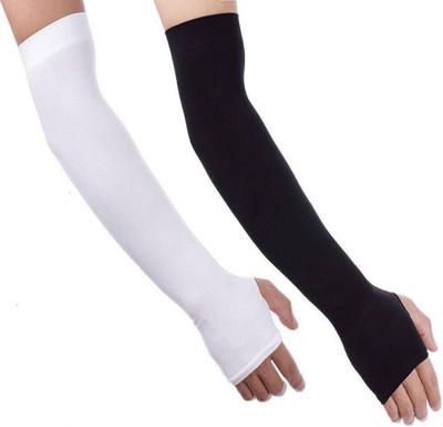 Adnate Cotton Arm Sleeve For Boys & Girls(Free, White)