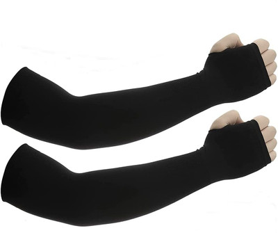 Prasansha Enterprises Microfibre Arm Sleeve For Boys & Girls(Free, Black)