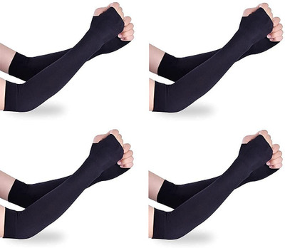 QUEERY Nylon Arm Sleeve For Men & Women(Free, Black)