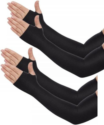 EXITANCE Nylon Arm Sleeve For Men & Women(Free, Black)