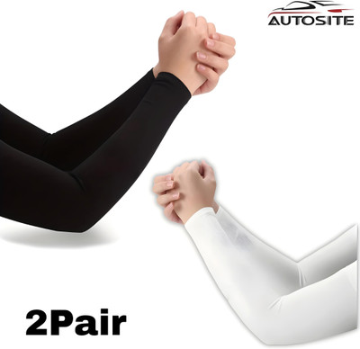 AUTOSITE Cotton, Nylon Arm Sleeve For Men & Women(Free, Black, White)