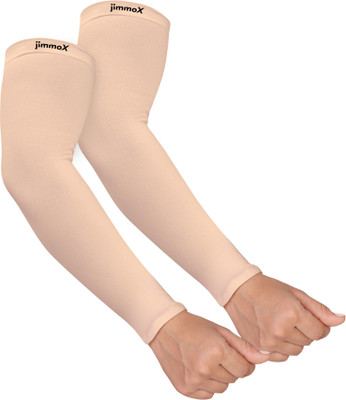 Jimmox Nylon Arm Sleeve For Men & Women(Free, Beige)