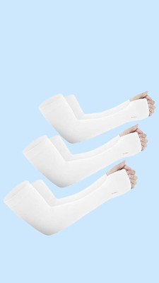 TrueArch Cotton Arm Sleeve For Men & Women(Free, White)