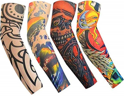VIDHU CREATIONS Nylon Arm Sleeve For Boys & Girls With Tattoo(Free, Multicolor)