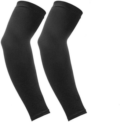 QUADA Polyester Arm Sleeve For Men & Women(Free, Black)