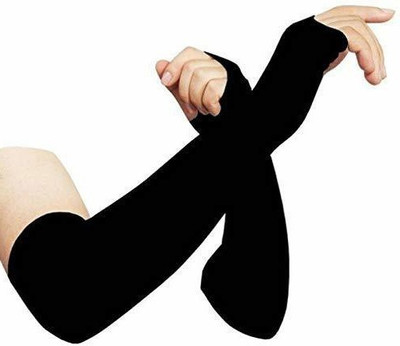 JusAwesm Silk Arm Sleeve For Men & Women(Free, Black)