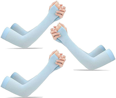 HOSVIN Cotton Arm Sleeve For Men & Women(Free, Blue)