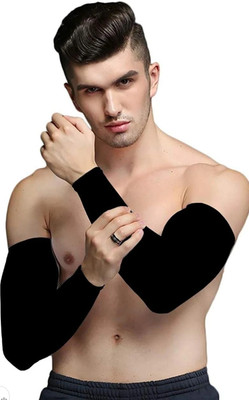 Jully Nylon Arm Sleeve For Men & Women(Free, Black)