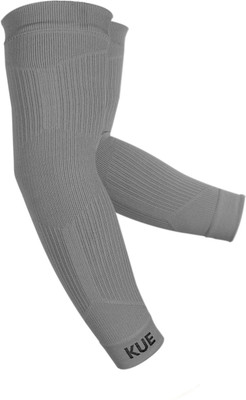 KUE Compression Arm Sleeve for UV protection,Cricket,Biking Black L/XL 1 Pair Men, Women Compression(Grey Full Sleeve)