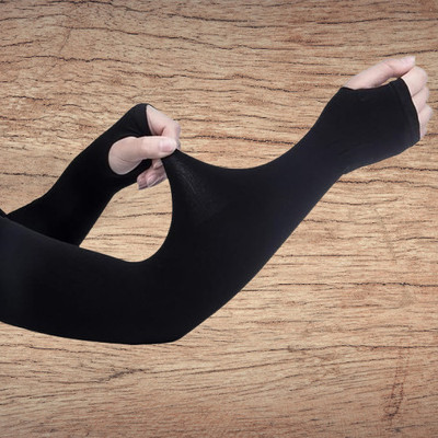 MODAROCK Polyester Arm Sleeve For Men & Women(Free, Black)