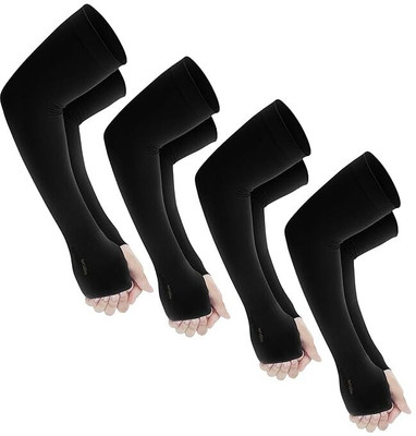 LOOM LEGACY Nylon Arm Sleeve For Men & Women(Free, Black)