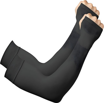Bizbee Cotton Arm Sleeve For Men & Women(Free, Black)