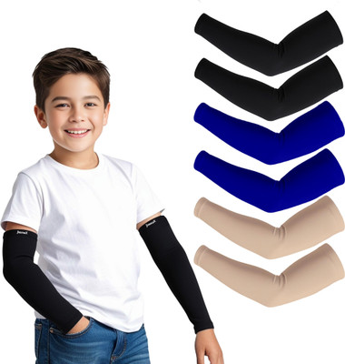 Jimmox Nylon Arm Sleeve For Boys & Girls(Free, Black, Navy Blue, Beige)