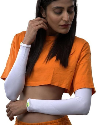 Brrf Polyester, Nylon Arm Sleeve For Men & Women(Free, White)