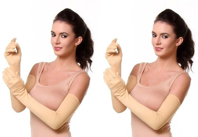 Jully Cotton Arm Sleeve For Women(Free, Beige)