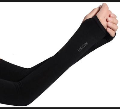 let's silim Cotton Arm Sleeve For Boys & Girls(Free, Black)