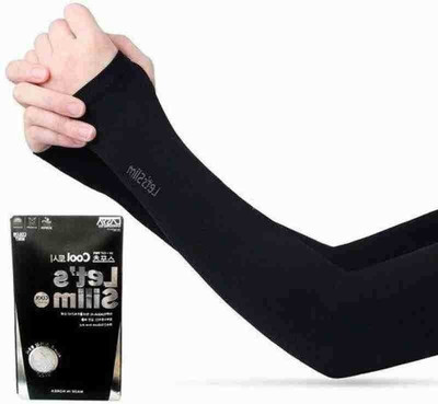 JusAwesm Nylon Arm Sleeve For Men & Women(Free, Black)