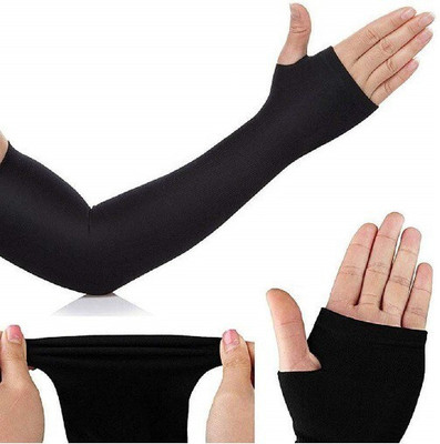 araanshi Nylon Arm Sleeve For Men & Women(Free, Black)