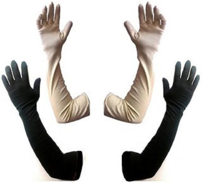 Mohan Retail Nylon Arm Sleeve For Women(Free, Black, White)