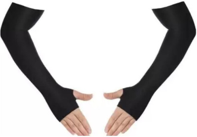 Adnate Nylon Arm Sleeve For Men & Women(Free, Black)