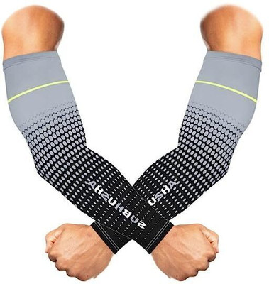 SUBHUSHA Polyester, Nylon Arm Sleeve For Men & Women(Free, Grey)