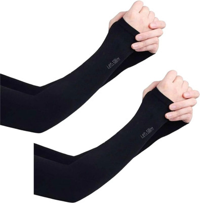 araanshi Nylon, Cotton Arm Sleeve For Men & Women(Free, Black)