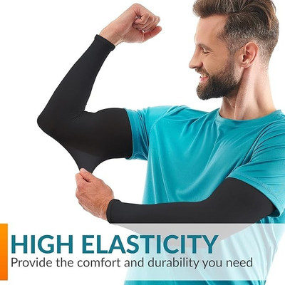 NKPR Polyester Arm Sleeve For Men & Women(Free, Black)