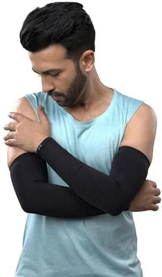 Brrf Polyester, Nylon Arm Sleeve For Men & Women(Free, Black)