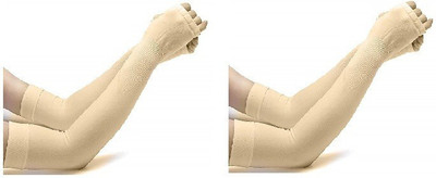araanshi Nylon Arm Sleeve For Men & Women(Free, Beige)
