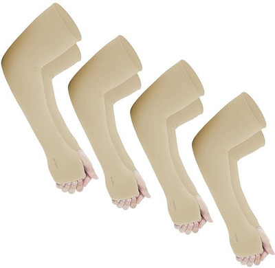 LOOM LEGACY Nylon Arm Sleeve For Men & Women(Free, Beige)